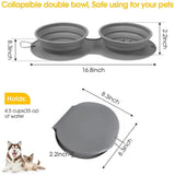 Dog Bowls, Foldable Silicone pet Travel Feeder, Choking and Spitting Proof, 2 Combination Dog and cat Food Bowls