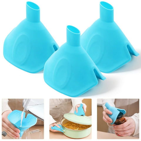 3PCS Multifunctional Silicone Funnel,Kitchen Funnel,Food Grade Silicone Foldable Funnel Food Grade Safety Assured In Australia - Darrahopens