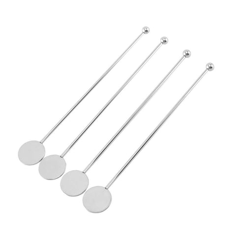 4 Pcs Stainless Steel Coffee Stirrers Stir Sticks Beverages Swizzle Stick Cocktail Drink Swizzle with Small Rectangular Paddles