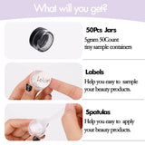 50 Count 5ML Sample Jars, Empty Cosmetic Containers with Lids, Small Makeup Travel Containers for Glitter, Lotion, Cream