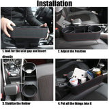 Car Cup Holder Seat Gap Organizer, Multifunctional Cup Drink Holders with PU Leather Cover,Side Insert Center Console Gap Filler