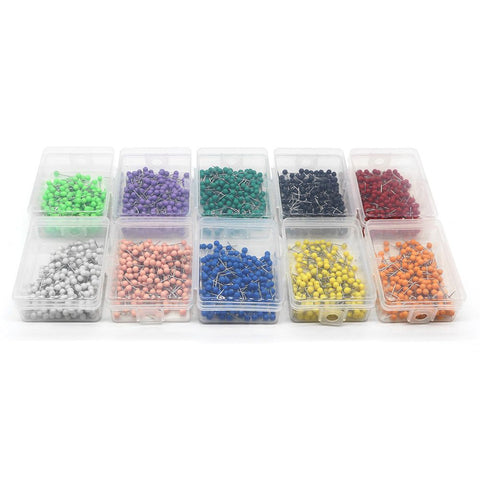 2000 Pieces Map Tacks 15MM Retro Metallic Color Beads Head Marking Push Pins, 10 Colors soft wood and cloth boards, paperboard