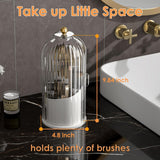 Makeup Brush Holder Organizer with Lid,360 Rotating Clear Dustproof Makeup Brushes Organizer for Vanity Desktop (Transparent)