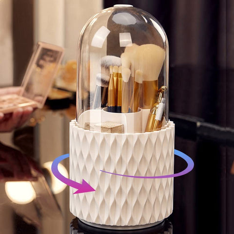 Makeup Brush Holder with Lid ， 360 Rotating Cosmetics Make up Brush Organizer Storage for Vanity，Dustproof & Waterproof In Australia - Darrahopens