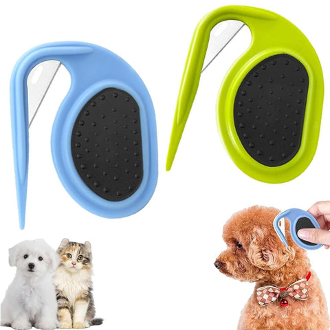 2PCS Pet Knotting Comb, Knotting Comb for Cats, Knotting Comb for Dog, 3 In1 Multifunctional Dog Comb (Green+Blue)