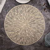 6PCS Round Placemats Pressed Vinyl Slip Resistant Table Mats Golden Fireworks Placmats Wipeable Hollowout （15 x15,Gold）