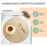 6PCS Round Placemats Pressed Vinyl Slip Resistant Table Mats Golden Fireworks Placmats Wipeable Hollowout （15 x15,Gold）