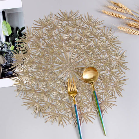4pcs Hollow Flower Round Table Decoration Mat Vinyl Non-Slip 15 Inch (Gold-P, 4) which is wear-resistant, non-slip In Australia - Darrahopens
