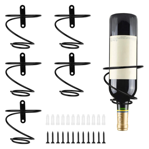 6 Pcs Spiral Wine Wall Holder, Wall Mounted Wine Rack, Metal Wine Bottle Display Holder , Black (Downward Style) In Australia - Darrahopens