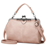 Women Retro Hollow Oil Wax PU Leather Handbag Kiss Lock Crossbody Purse Vintage Messenger Bag Tote Women Lock Vintage Handbags In Australia - Darrahopens
