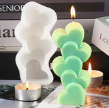 4 Pcs Stacking Hearts Shape Candle Mould, 3D Scattered Love Silicone Mold,Silicone Mold for Making Candles，(White）