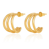 Triple Hoop Earrings for Women, Gold Split Triple Open Hoop Earrings Hypoallergenic Jewelry for Women