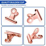 30 Pack Small Bull Clips 1.22 Inch Mini Metal Hinge Clips Binder Paper Hinge Clip for Office, School, Shops, Rose Gold, 31mm