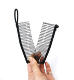 2 Pieces Banana Clips Comb Hair for Thick Hair for Women Adjustable Stretch Ponytail Holder Accessory Double Combs (black_2p) In Australia - Darrahopens