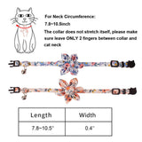 Breakaway Cat Collar with Bells, 2 Pack Flower Cat Collars for Girl Cat Kitten Collar with Floral Adjustable (Orange & Blue)