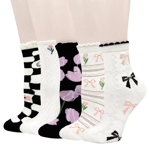 Benefeet Sox Womens Ruffle Socks Cute Cotton Crew Socks Frilly Slouch Dress Socks Lettuce Trim Turn-Cuff High Ankle Socks In Australia - Darrahopens