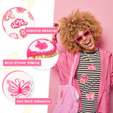 10Pcs Pink Iron on Patches for Girls Y2K Chenille Embroidered Repair Patch Hanging Lip Lightning Bolt Leopard Face DIY Accessories