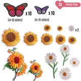 35 Pieces Embroidered Iron on Patch for Clothing,Sunflowers Butterfly Iron On Patches Set,Large Size Cute Decoration Embroidered In Australia - Darrahopens