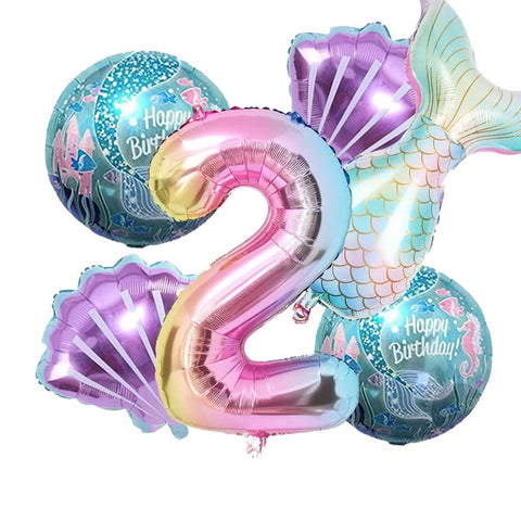 Mermaid Birthday Decoration Mermaid Balloons Kit Sea Balloon Mermaid Foil Balloon Mermaid Tail Balloons for Girls (Number 2) In Australia - Darrahopens