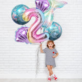 Mermaid Birthday Decoration Mermaid Balloons Kit Sea Balloon Mermaid Foil Balloon Mermaid Tail Balloons for Girls (Number 2)
