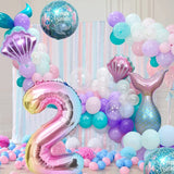 Mermaid Birthday Decoration Mermaid Balloons Kit Sea Balloon Mermaid Foil Balloon Mermaid Tail Balloons for Girls (Number 2)