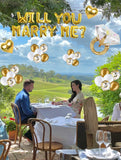 Gold "WILL YOU MARRY ME?" Balloon Pack -Balloon Banner and proposal Decorations-proposal idea-Diamond ring -(gold proposal pack)