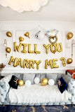 Gold "WILL YOU MARRY ME?" Balloon Pack -Balloon Banner and proposal Decorations-proposal idea-Diamond ring -(gold proposal pack)