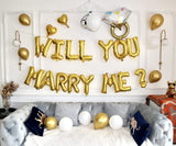 Gold "WILL YOU MARRY ME?" Balloon Pack -Balloon Banner and proposal Decorations-proposal idea-Diamond ring -(gold proposal pack)