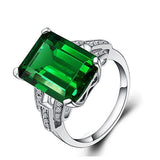 Silver Plated Women's Green Simulated Emerald Cut Rings Wedding Anniversary Ring  simple but not vulgar (US Code 8) In Australia - Darrahopens