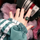 Silver Plated Women's Green Simulated Emerald Cut Rings Wedding Anniversary Ring  simple but not vulgar (US Code 8)