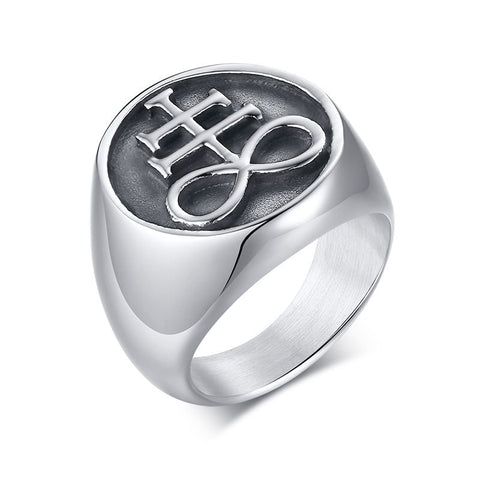 Ring Satanic Ring Pentagram Pentacle Ring Ring Stainless Steel Occult Goth Gothic Luciferian Satainism for Men Gift Seal