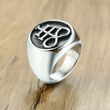 Ring Satanic Ring Pentagram Pentacle Ring Ring Stainless Steel Occult Goth Gothic Luciferian Satainism for Men Gift Seal In Australia - Darrahopens