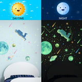 Watercolor Solar System Wall Decals, Glow in The Dark Stars, Kids Planets Sticker for Ceiling, Astronaut Wall Stickers for Bedroom In Australia - Darrahopens