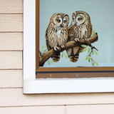 Window Stickers Owl Static Glass Clings Window Decals Owl on a Branch Reusable for Home Display Window Decor