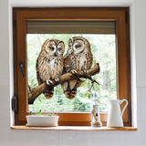 Window Stickers Owl Static Glass Clings Window Decals Owl on a Branch Reusable for Home Display Window Decor