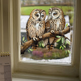 Window Stickers Owl Static Glass Clings Window Decals Owl on a Branch Reusable for Home Display Window Decor