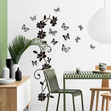 Black Acrylic Mirror Wall Sticker, Flower Vine Decorative Sticker for Home Living Room Bedroom Decor, Wall Sticky Decoration