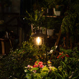 Black Hanging Solar Lights Lantern Lamp with Shepherd Hook,Waterproof Bulb Lights for Garden Outdoor Pathway