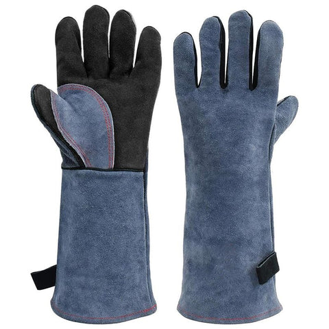 Grey and black gloves 350℃ Heat Fire Resistant Welding BBQ Grill Gloves Oven Fireplace Welder Gloves for Men Women