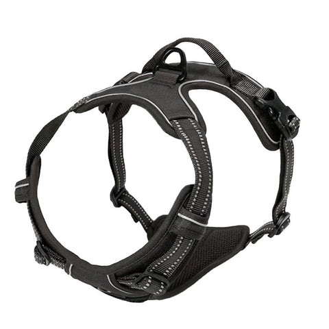 black L code Dog Harness Pull, Adjustable Pet Vest with Front/Back Leash Clips, Reflective Soft Padded Dog Harness for Large Dogs