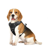 black L code Dog Harness Pull, Adjustable Pet Vest with Front/Back Leash Clips, Reflective Soft Padded Dog Harness for Large Dogs