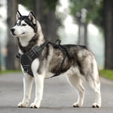 black L code Dog Harness Pull, Adjustable Pet Vest with Front/Back Leash Clips, Reflective Soft Padded Dog Harness for Large Dogs