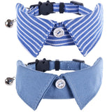 2pcs Cat Collar Breakaway with Cute Bow Tie and Bell for Kitty Adjustable Safety Designed with solid basic color and stripe style