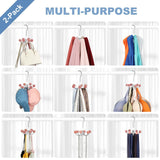 Purse Hanger 2-Pack with 6 Cedar Balls, 360°Swivel Scarf Hanger, Closet Storage Hook, Handbag Organizer, Bra Hanger