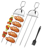 Skewers for Grilling,3 Prong Metal Grill Skewers with Push Bar Slider,14'' Premium Stainless Steel Skewers(2PCS) In Australia - Darrahopens