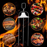 Skewers for Grilling,3 Prong Metal Grill Skewers with Push Bar Slider,14'' Premium Stainless Steel Skewers(2PCS) In Australia - Darrahopens