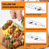 Skewers for Grilling,3 Prong Metal Grill Skewers with Push Bar Slider,14'' Premium Stainless Steel Skewers(2PCS) In Australia - Darrahopens