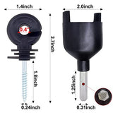 100 Pcs Black Electric Fence Insulator Screw-in Insulator Fence Ring Post Wood Post Insulator and 1 Pc Free Insulator Socket Tool
