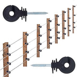100 Pcs Black Electric Fence Insulator Screw-in Insulator Fence Ring Post Wood Post Insulator and 1 Pc Free Insulator Socket Tool