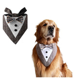 Dog Wedding Bandana Collar with Bow Tie, Adjustable Dog Tux Formal Dog Costumes for Medium Large Dogs Brown In Australia - Darrahopens